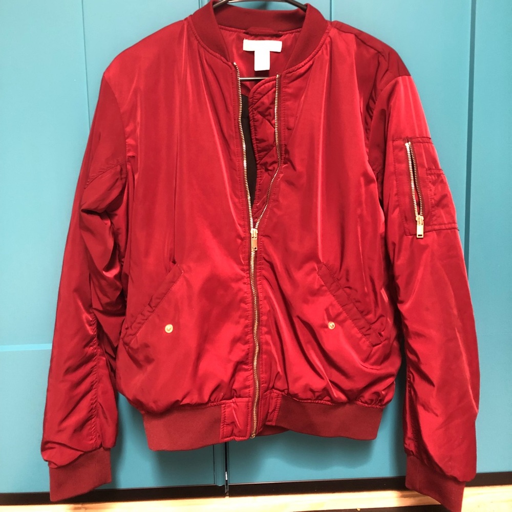 H & M Maroon Bomber Jacket Size 6